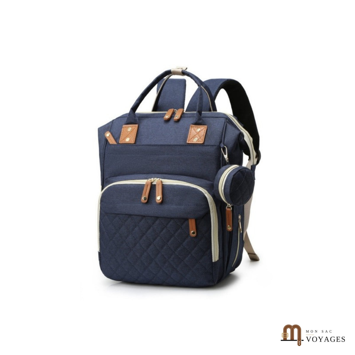 Sac à langer Cocon bleu, sac de voyage bébé format sac à dos