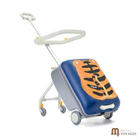Valise enfant Copilote bleue motif tigre avec siège poussette