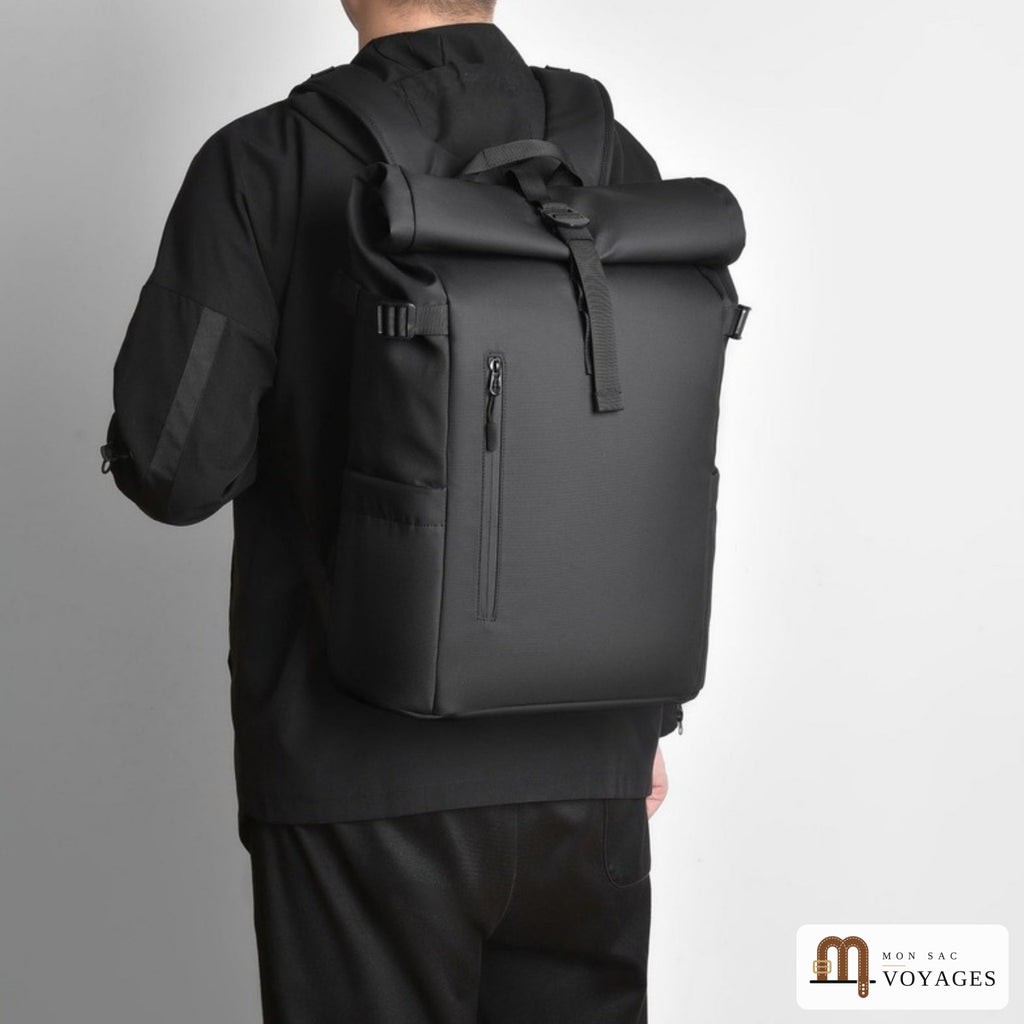 Sac à dos Citadin noir porté au dos