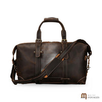 Sac week-end cuir Héritage marron foncé avec bandoulière