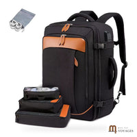 Sac à dos cabine Horizon 42 L coloris noir et camel avec 3 cubes de rangement et sac à chaussures