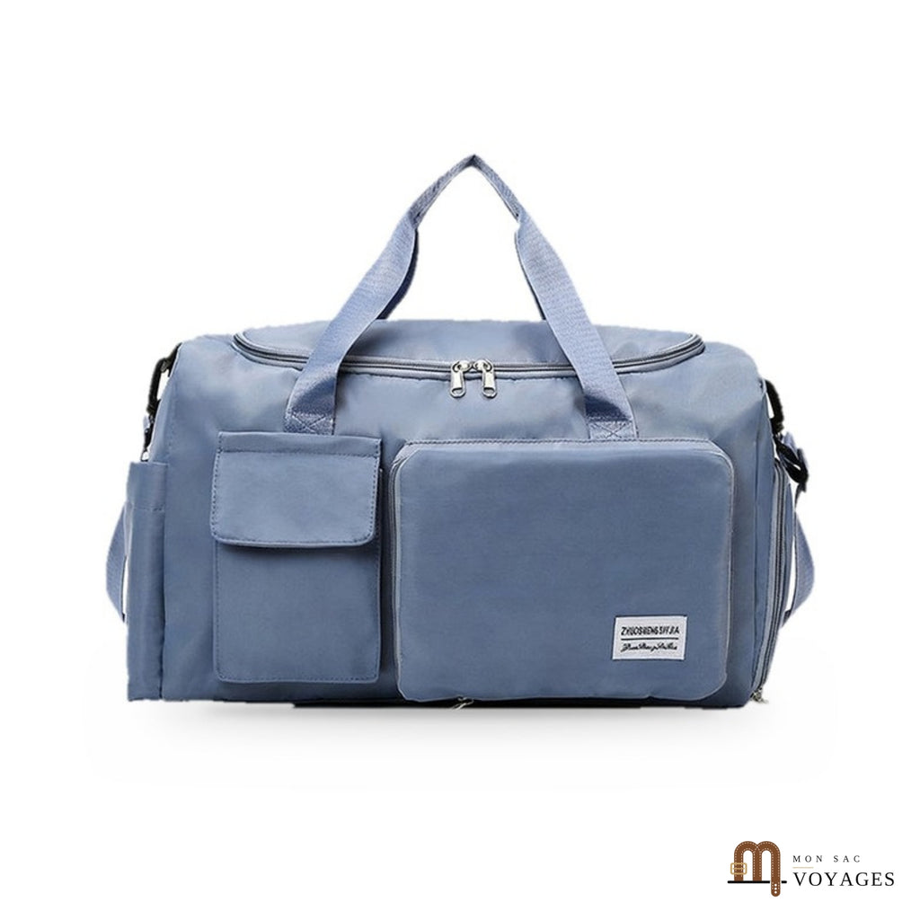 Sac de voyage week-end Capri bleu avec compartiment chaussures latéral et poches avant