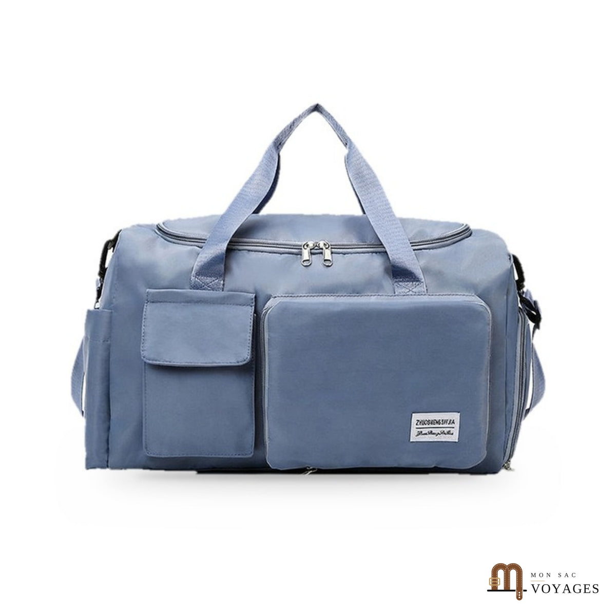 Sac de voyage week-end Capri bleu avec compartiment chaussures latéral et poches avant