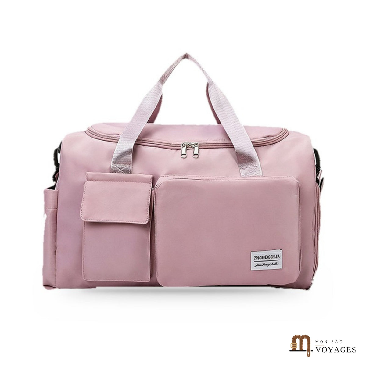 Sac de voyage week-end Capri rose avec compartiment chaussures latéral et poches avant