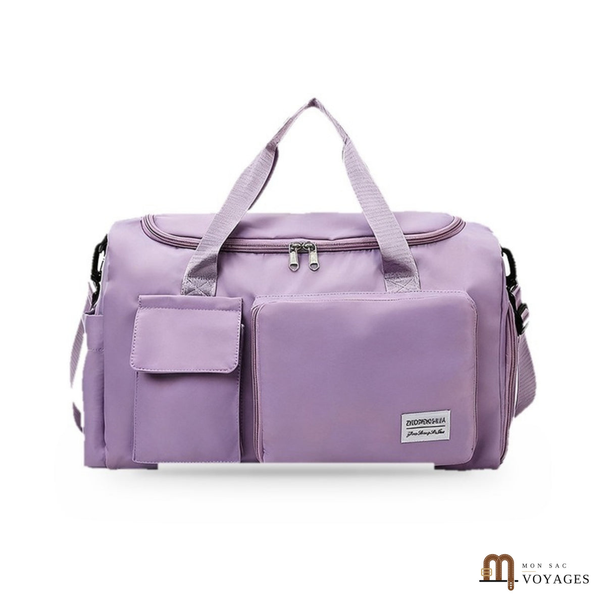 Sac de voyage week-end Capri lilas avec compartiment chaussures latéral et poches avant