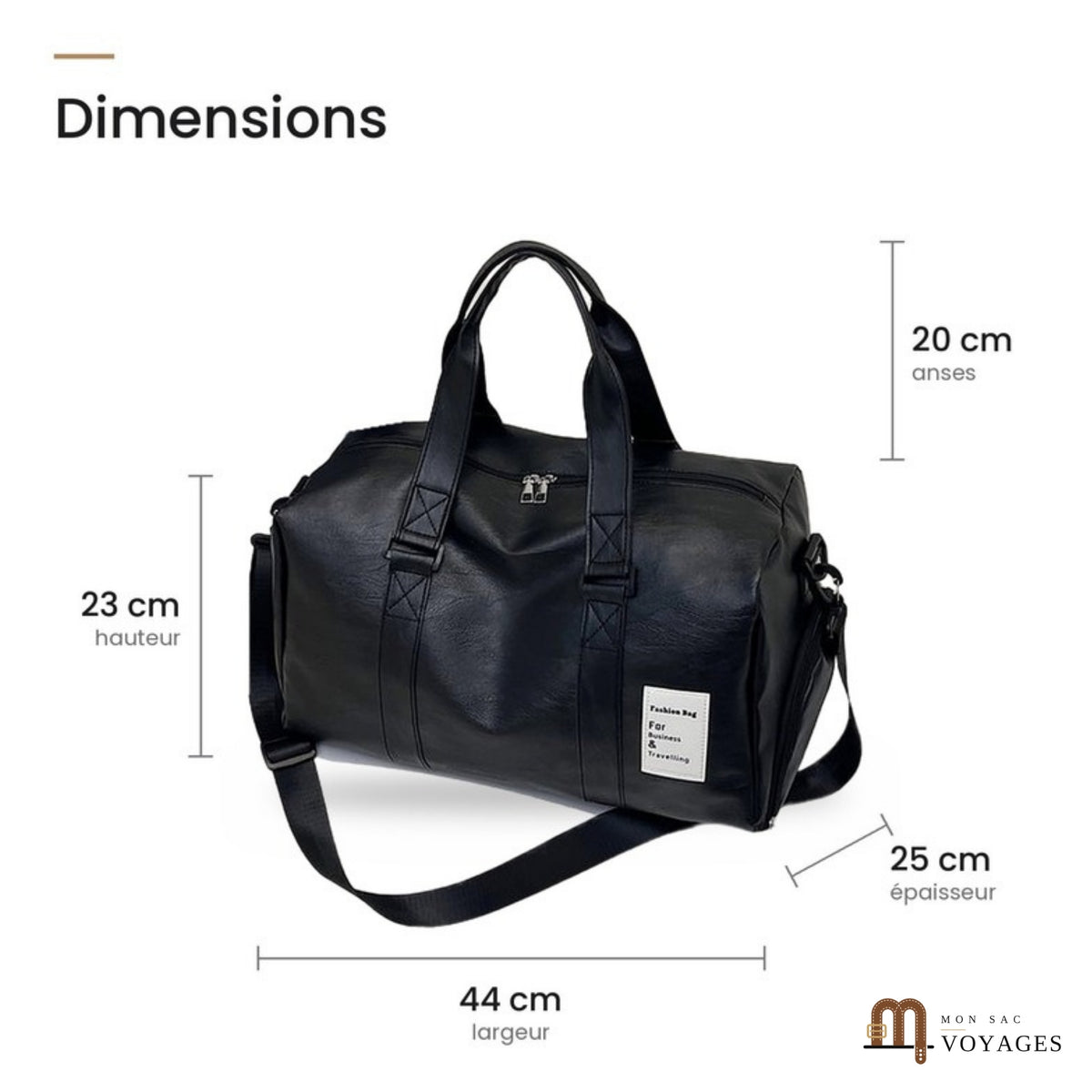 Pack Milano + Calanque : dimensions du sac Milano 44 x 23 x 25 cm