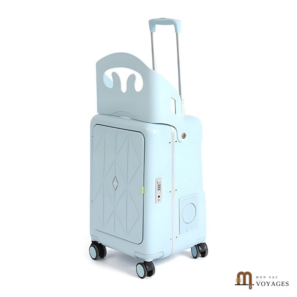Valise avec siège enfant Équipage bleu clair, dossier relevé