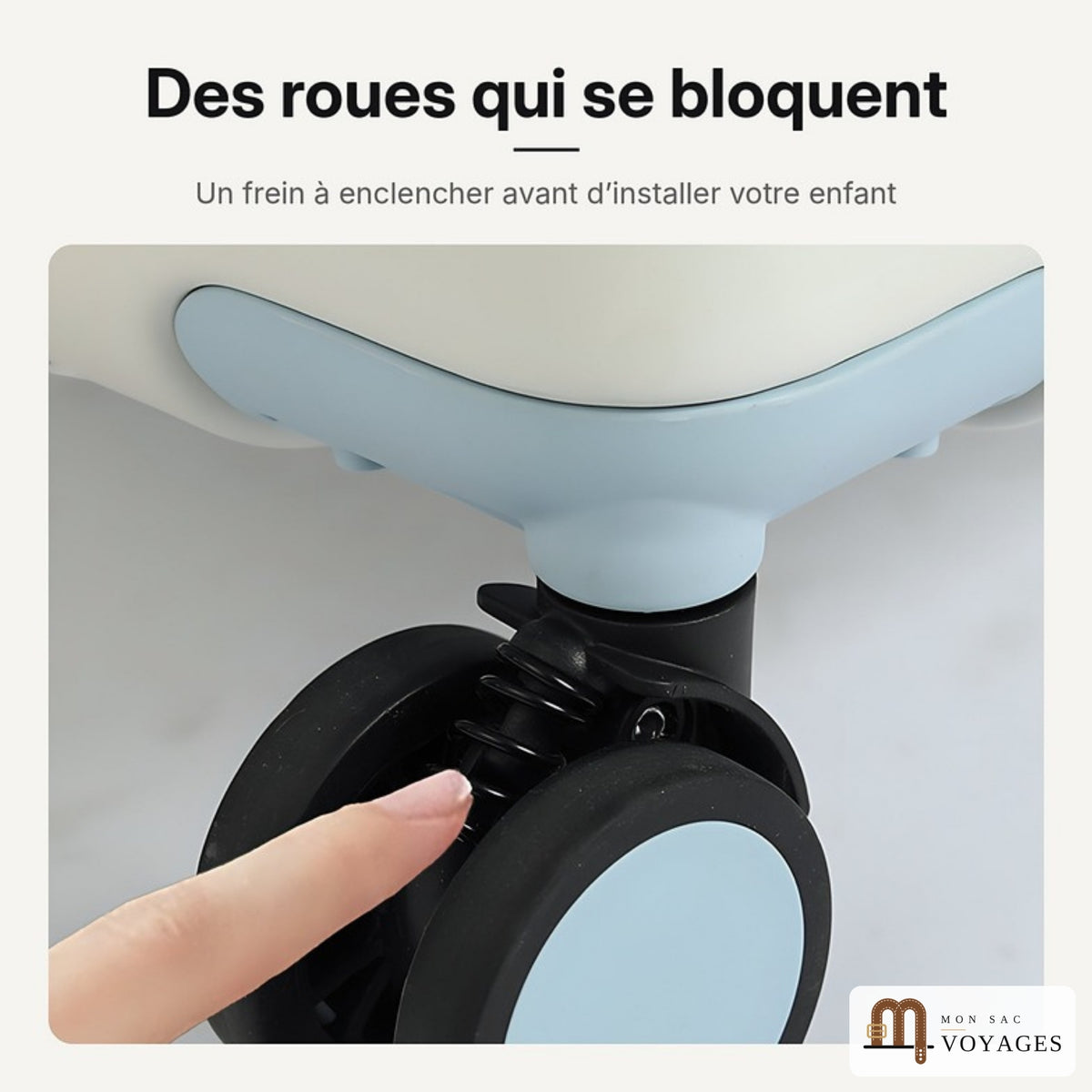 Frein de la roue de la valise Équipage actionné du doigt