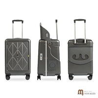 Valise Équipage gris anthracite vue de face, de profil dossier relevé et de dos