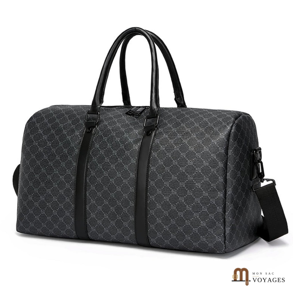 Sac de voyage week-end Dandy gris à losanges vu de trois quarts