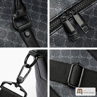 Détails du sac Dandy : anneau d'anse, zip à double curseur, mousqueton et boucle de réglage de la bandoulière