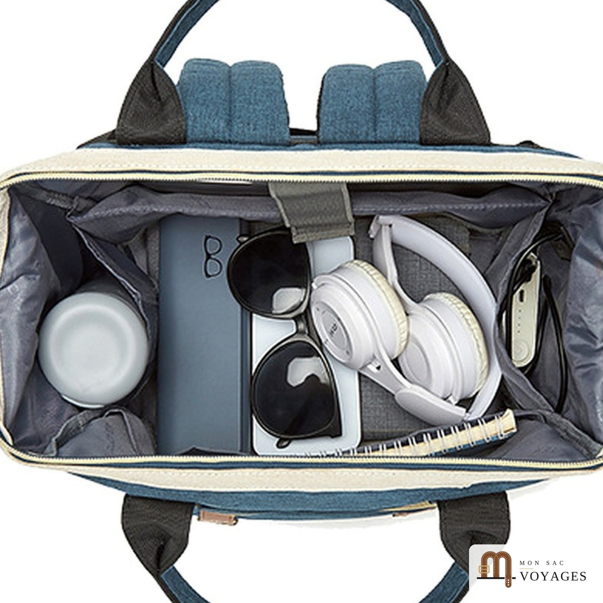 Intérieur du sac à dos Navette organisé avec poches et séparateur