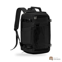 Sac à dos de voyage Odyssée noir vu de face sur fond blanc