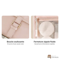 Détails de la trousse Lagune : boucle coulissante et fermeture zippée