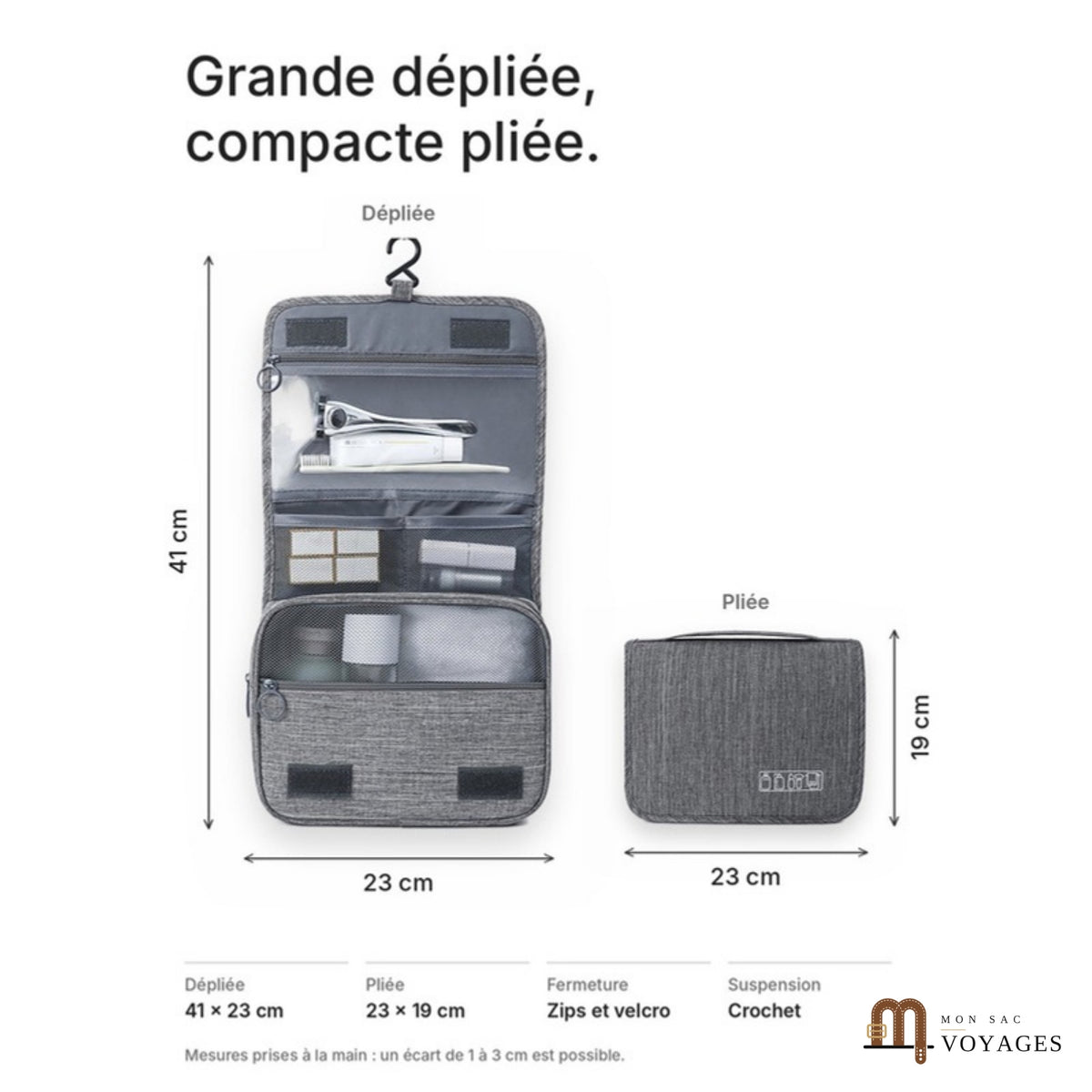 Pack Croisette + Escale : dimensions de la trousse Escale