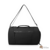 Sac de voyage polochon Zénith noir avec bandoulière réglable, sur fond blanc