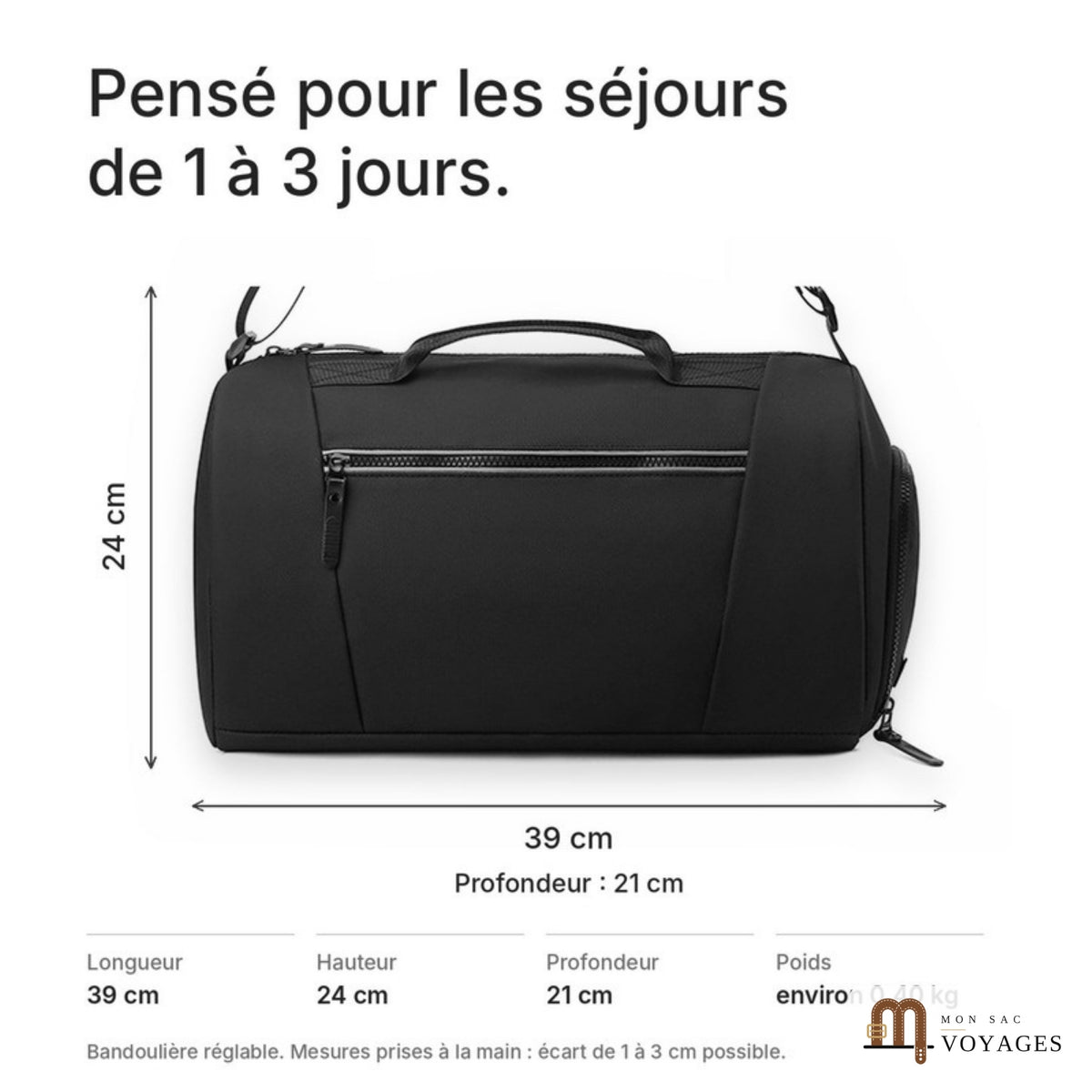 Pack Zénith + Lido : dimensions du Zénith 39 x 24 x 21 cm