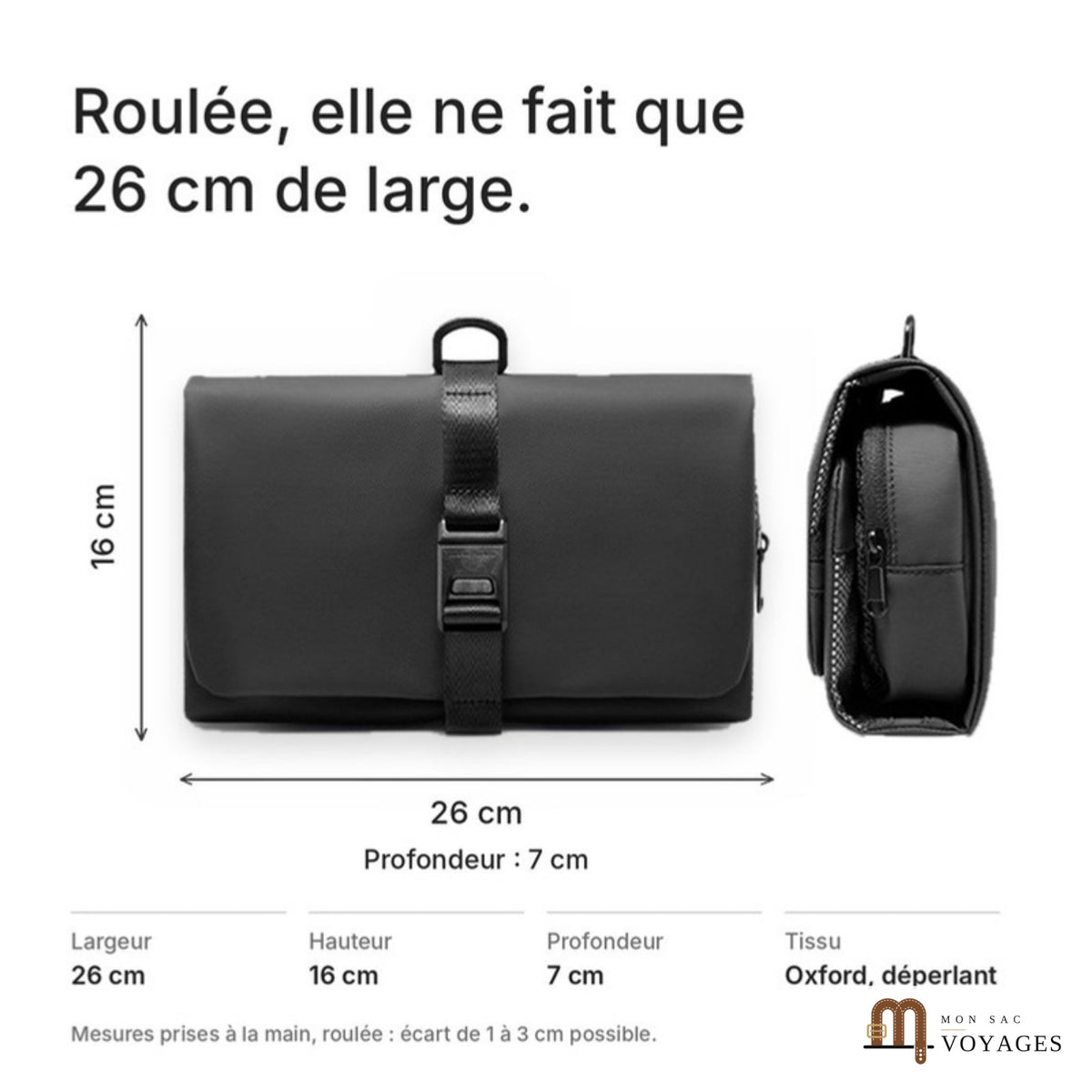 Pack Palette + Calanque : dimensions de la trousse Calanque enroulée