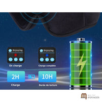 Voyants de charge et autonomie du masque de sommeil Bluetooth Berceuse : charge d'environ 2 h, lecture jusqu'à 10 h