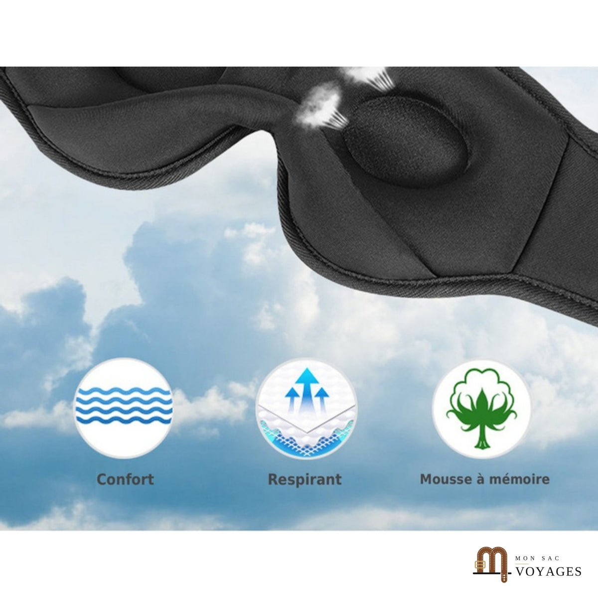 Matière confortable, respirante, en mousse à mémoire de forme, du masque de sommeil Bluetooth Berceuse