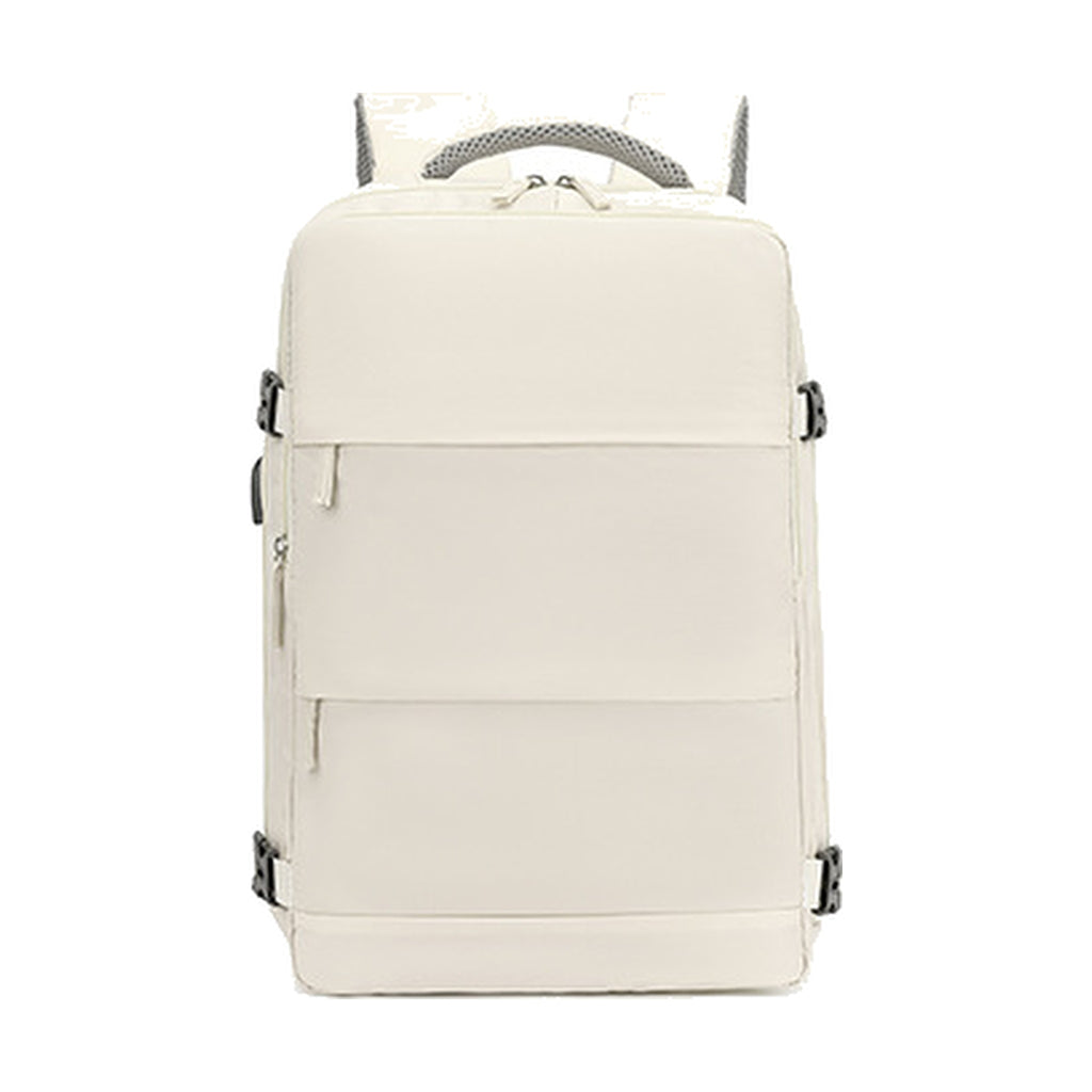 Sac à dos de voyage Azur beige vu de face sur fond blanc