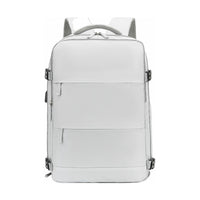 Sac à dos de voyage Azur gris clair vu de face sur fond blanc