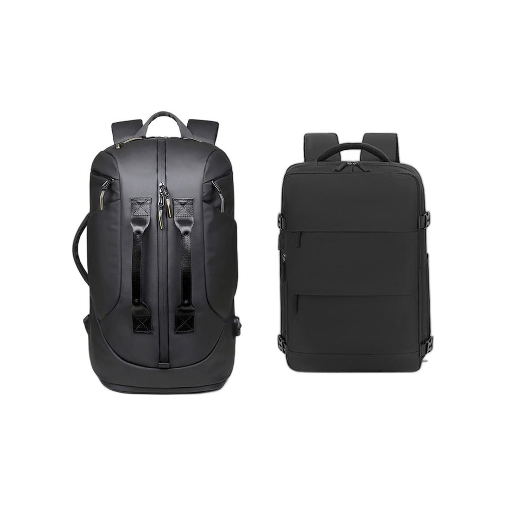 Pack duo sacs à dos Escale et Azur noirs, fond blanc