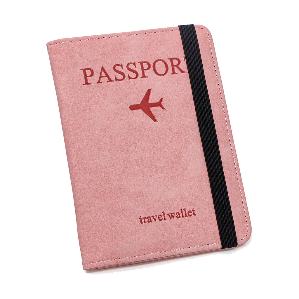 Porte-passeport anti-RFID Passage rose, vu de face sur fond blanc