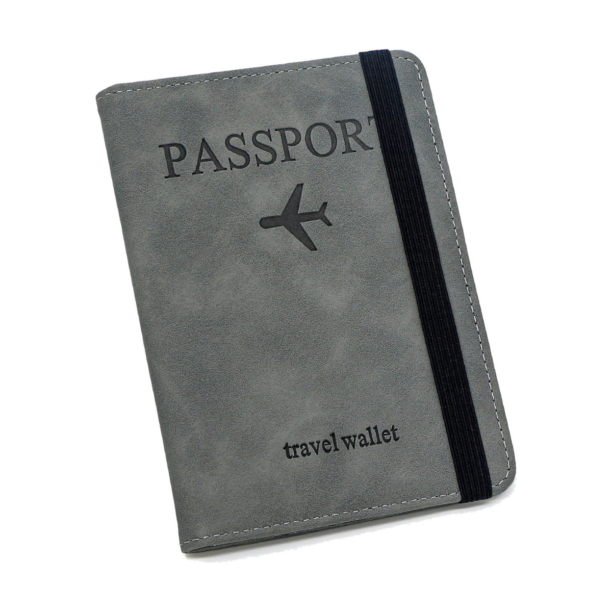 Porte-passeport anti-RFID Passage gris, vu de face sur fond blanc