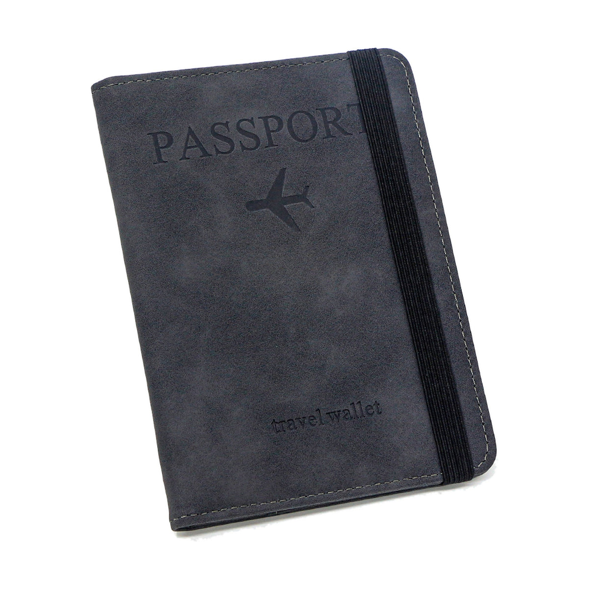 Porte-passeport anti-RFID Passage gris foncé, vu de face sur fond blanc