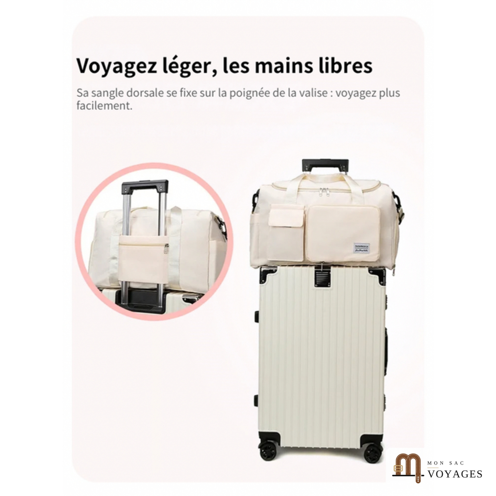Pack Capri + Lagune : sac Capri fixé sur une valise