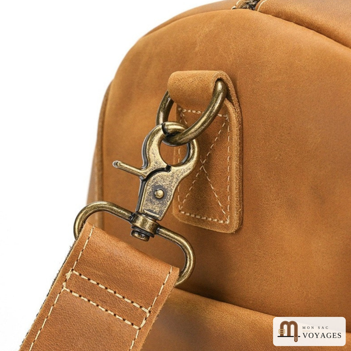 Mousqueton et anneau de la bandoulière amovible du sac de voyage en cuir